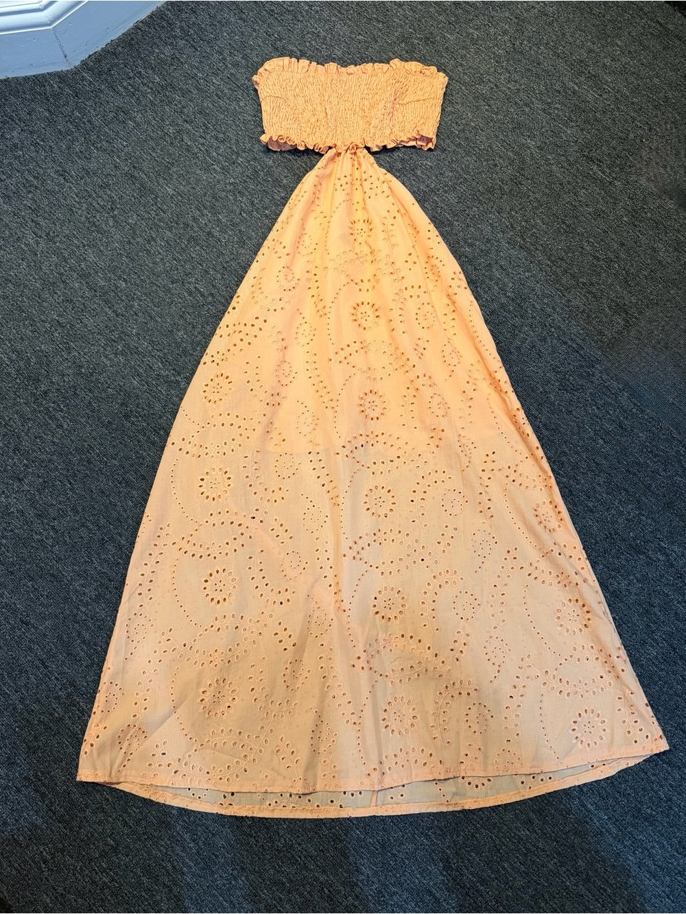 SHEIN Peach Strapless Eyelet Maxi Dress